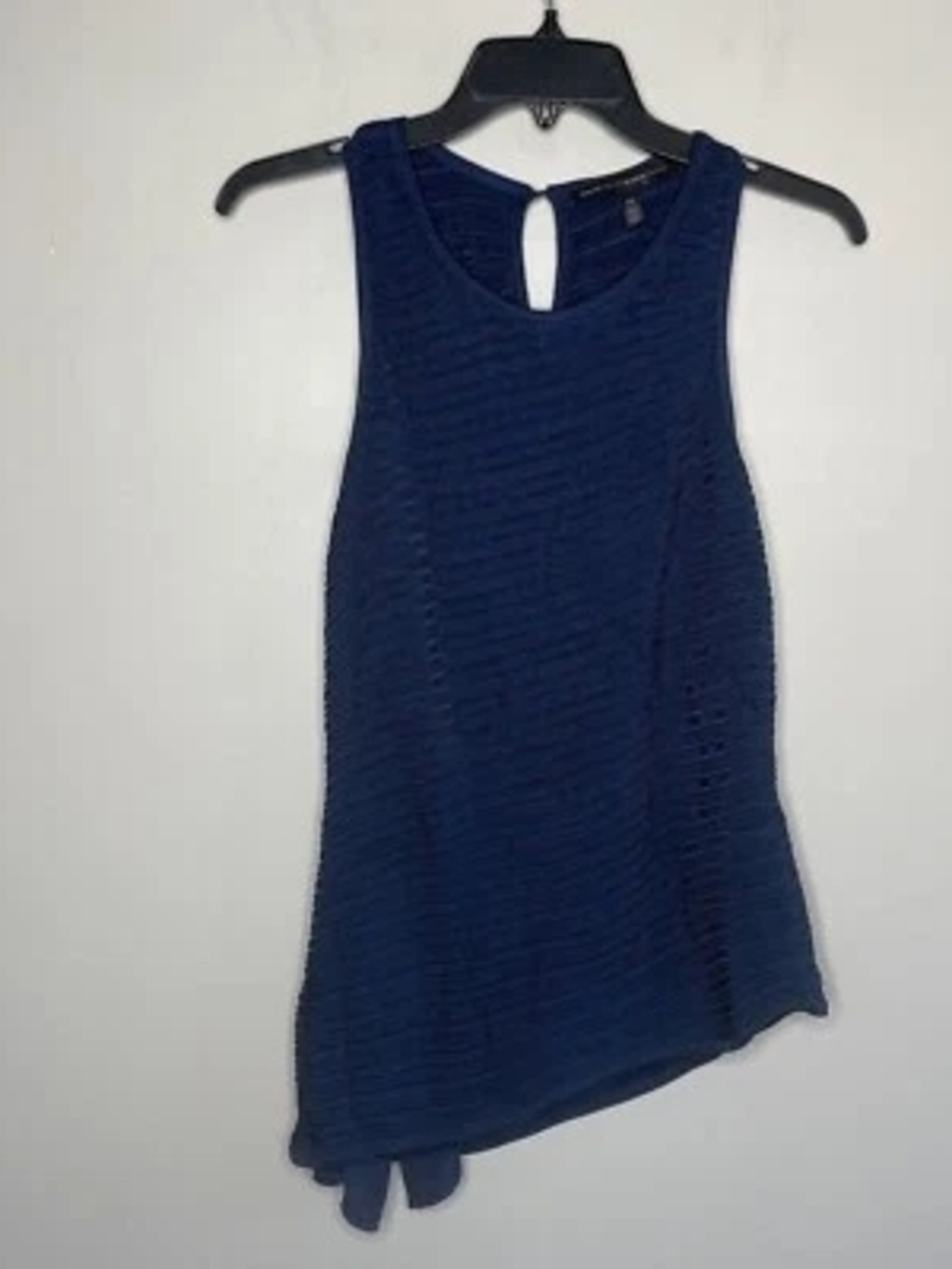 White House Black Market Navy Textured Sleeveless Tank XS